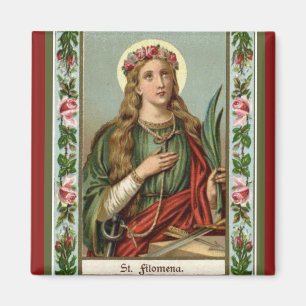 St. Philomenaのピンクのバラのやしコード マグネット