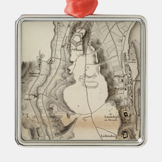 St Pierreのプラトーの地図書の地図 メタルオーナメント (正面)