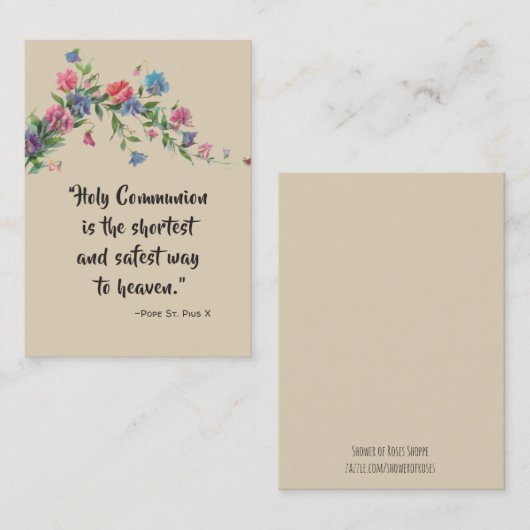 St. Pius Xの聖餐の引用文のバラの神聖なカード 名刺 (正面/裏面)