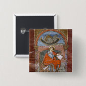 St. Riquierの福音からのSt Luke、 缶バッジ (正面&裏面)