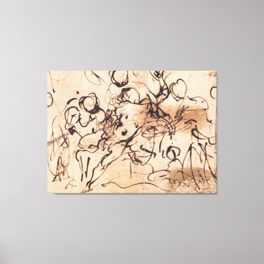 St. Sebastian plejes af kvinderne eller Adonis’ dø キャンバスプリント (正面)