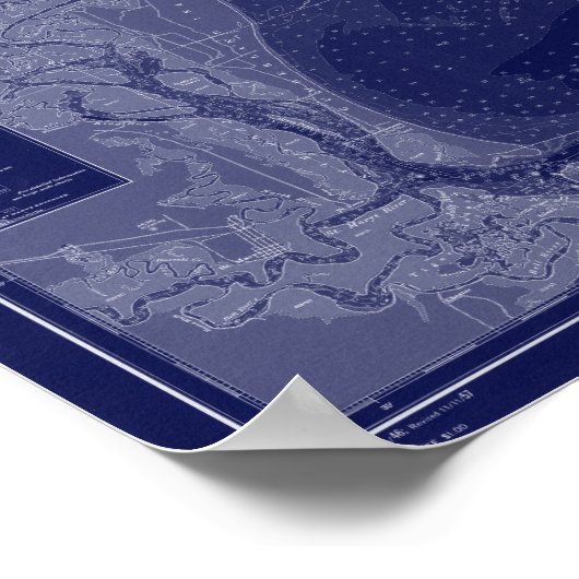 St Simons Georgia Map Nautical Chart Blue Art ポスター (角)