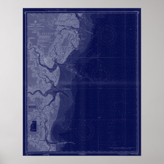 St Simons Georgia Map Nautical Chart Blue Art ポスター (正面)