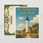 St. Simons Island Georgia Lighthouse GeoSaga ポストカード (正面/裏面)