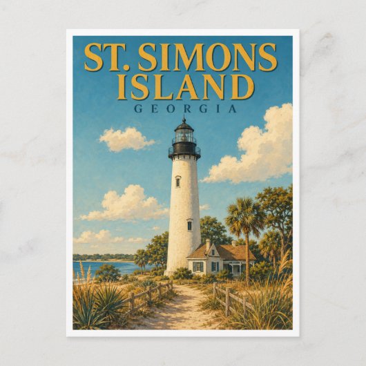 St. Simons Island Georgia Lighthouse GeoSaga ポストカード (正面)