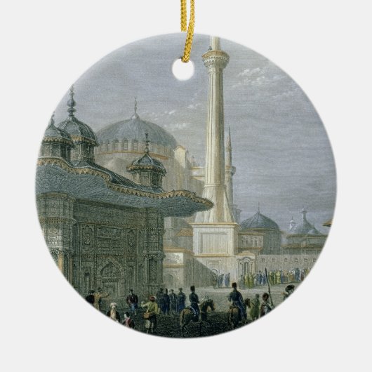 St. Sophia、イスタンブールのengraの噴水そして正方形 セラミックオーナメント (正面)