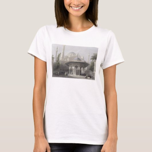 St. Sophia、イスタンブールのengravの裁判所そして噴水 Tシャツ (正面)