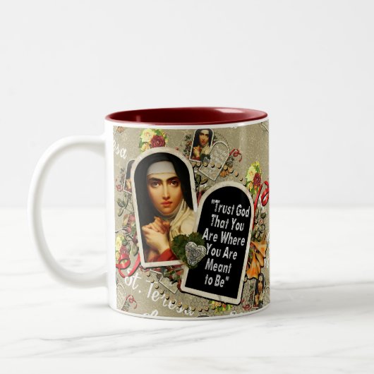 St Teresa de Avila Catholic Saint Therese  ツートーンマグカップ (左)