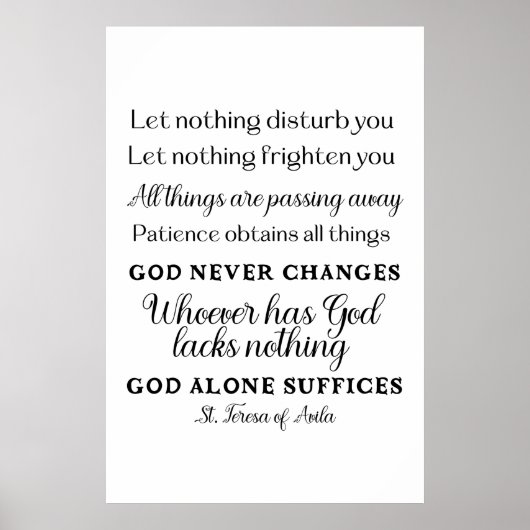 St. Teresa of Avila Quote Art Poster Print  ポスター (正面)