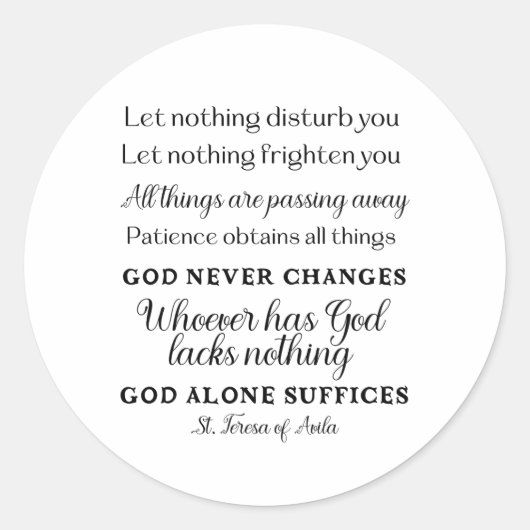 St. Teresa Of Avila Quote Sticker ラウンドシール (正面)
