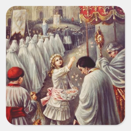 St. Teresa throws flowers to the Blessed Sacrament スクエアシール (正面)