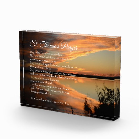 St Theresaの祈りの言葉-日没の写真 フォトブロック (右)