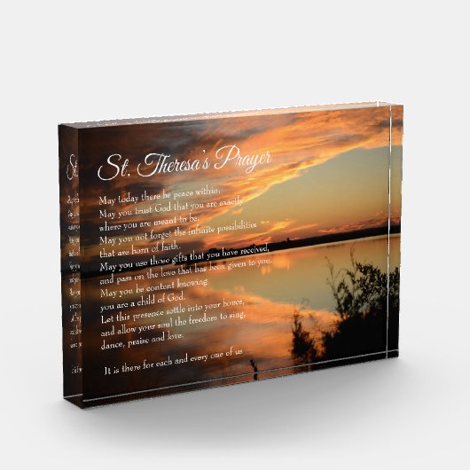 St Theresaの祈りの言葉-日没の写真 フォトブロック (左)
