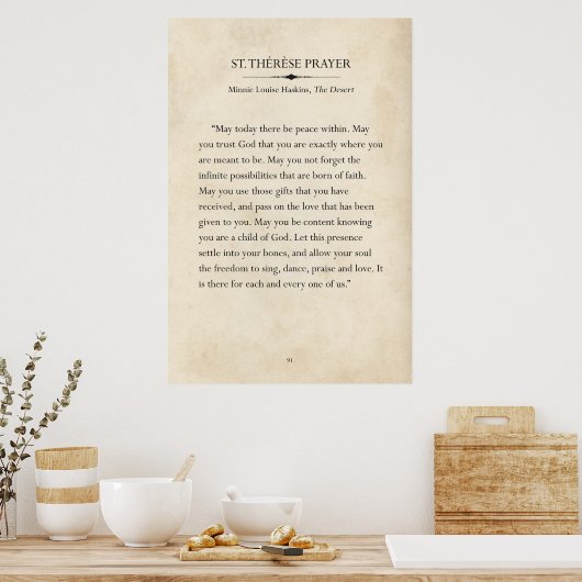 St. Therese祈りの言葉ブックページアート ポスター (キッチン)
