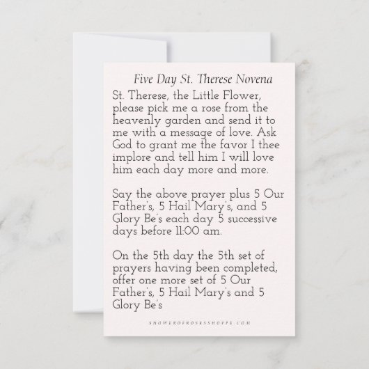 St. Therese 5 Day Novena Prayer Catholic (裏面)