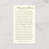 St. Therese Carmelite Nun Roses Religious Poem 名刺 (裏面)