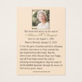 St. Therese Catholic Funeral Memorial Holy Card - (裏面)