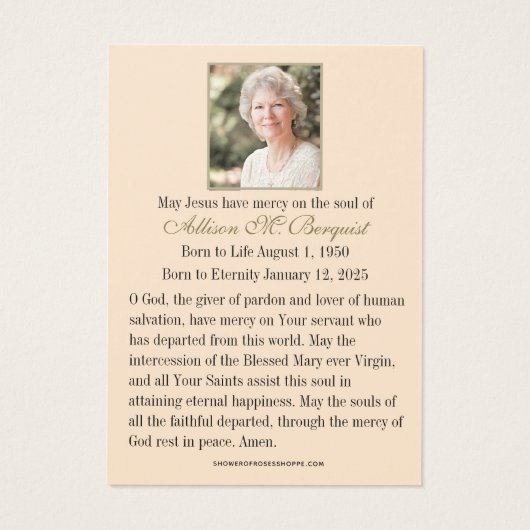 St. Therese Catholic Funeral Memorial Holy Card - (裏面)