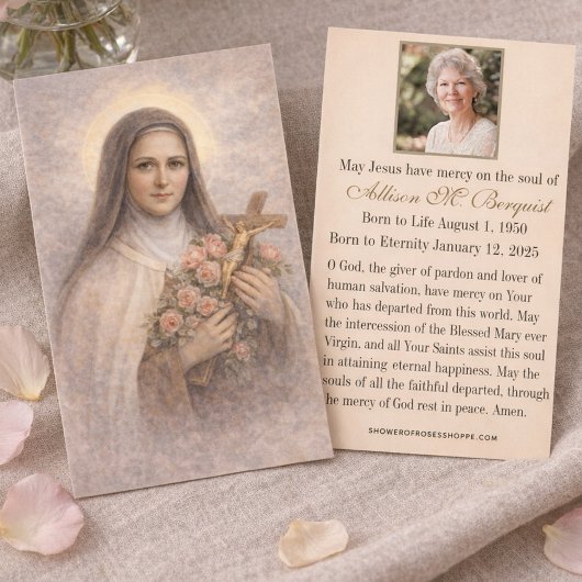 St. Therese Catholic Funeral Memorial Holy Card -