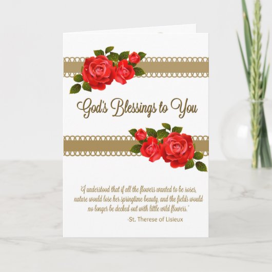 St. Therese Greeting Card (内部聖なる書物、 経典付) カード (正面)