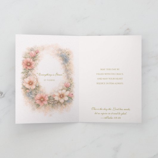St. Thérèse Holy Rosary “Everything is Grace” カード (内部)