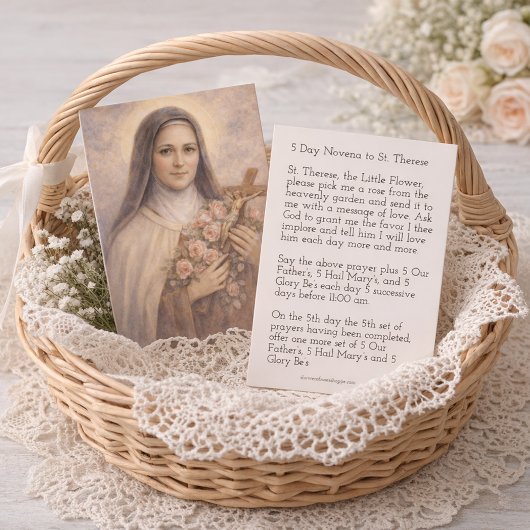 St. Therese Jesus Crucifix Novena Holy Card 名刺
