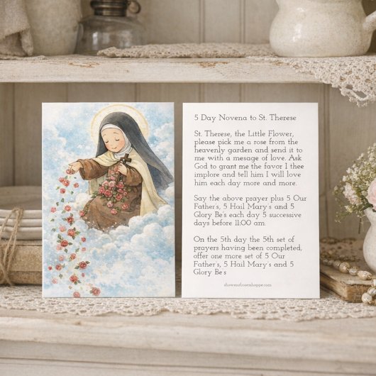 St. Therese Jesus Crucifix Novena Holy Card 名刺