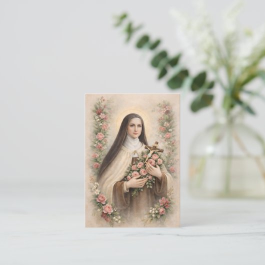 St. Therese Jesus Crucifix Novena Holy Card 名刺 (スタンド正面)