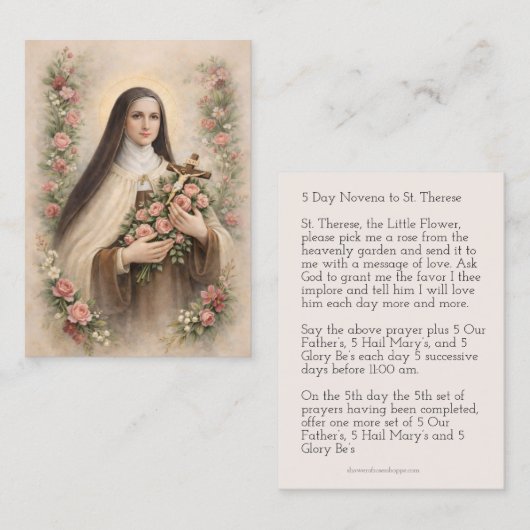St. Therese Jesus Crucifix Novena Holy Card 名刺 (正面/裏面)