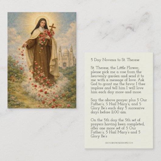 St. Therese Little Flower Novena Holy Card 名刺 (正面/裏面)
