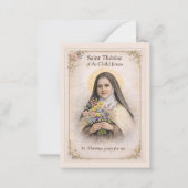 St Thérèse Little Way Flowers Prayer Holy Card ノートカード (正面)