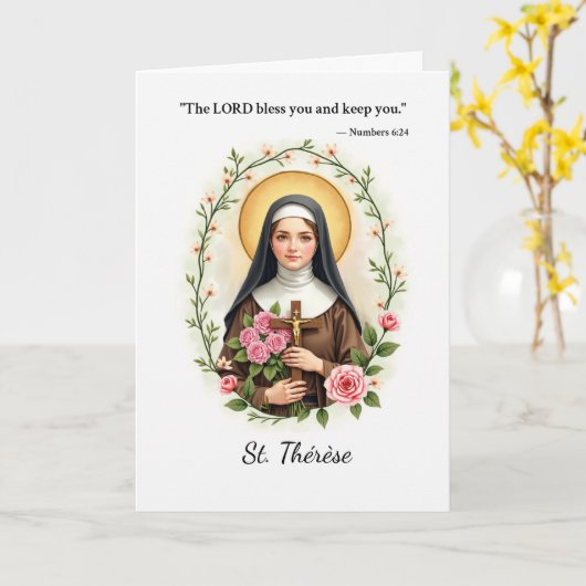 St. Therese of Lisieux God’s Peace and Blessings カード (黄色い花)
