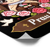 St Therese Of Lisieux Pray For Us Catholic Roses F ポスター (角)