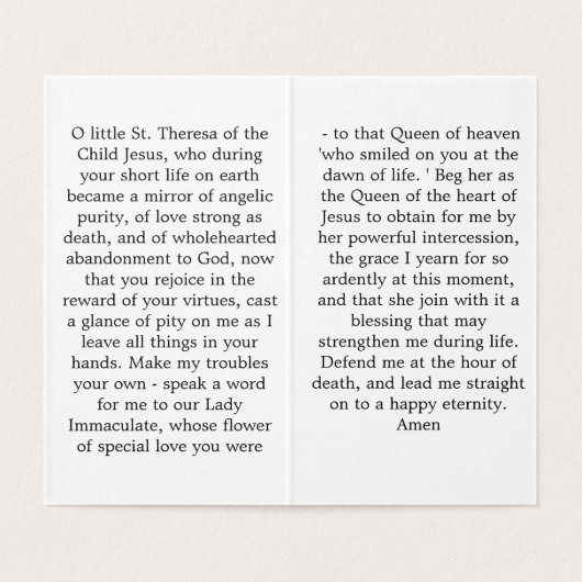 St. Therese of Lisieux Prayer Card (内部フラット)