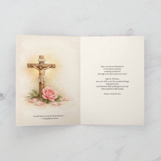 St. Thérèse of Lisieux Roses Scripture  カード (内部)