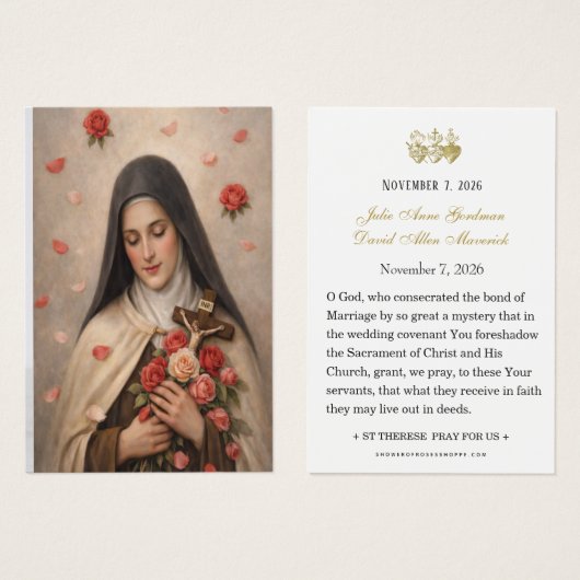 St Therese of Lisieux Wedding Prayer Card (正面&裏面)