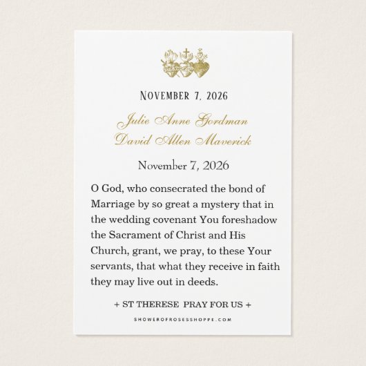 St Therese of Lisieux Wedding Prayer Card (裏面)