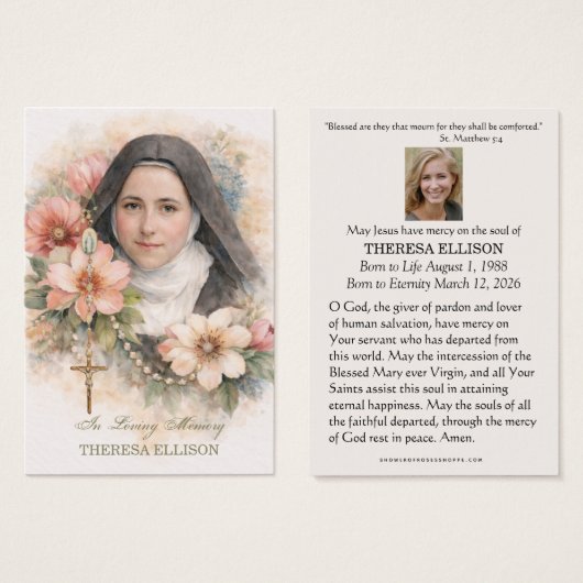 St. Therese Rosary Floral Funeral Prayer Memorial  (正面&裏面)