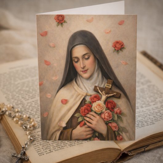St Thérèse Roses and Crucifix Devotional カード