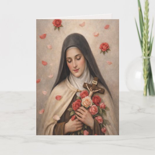 St Thérèse Roses and Crucifix Devotional カード (正面)