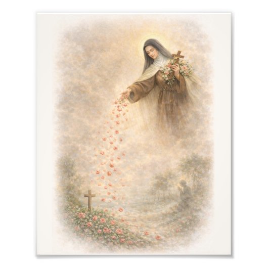 St. Thérèse Showering Roses Devotional Art Print フォトプリント (正面)
