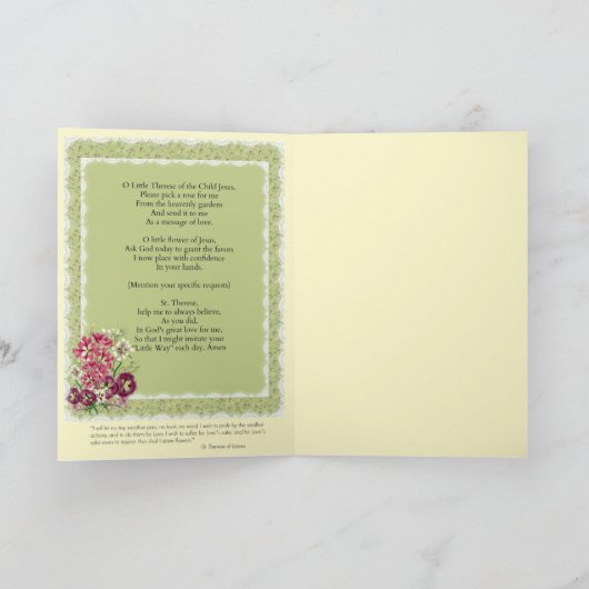 St.Therese the Little Flower Prayer カード (内部)