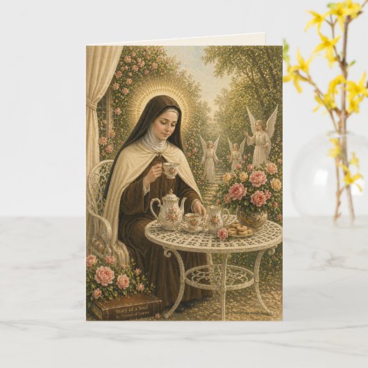 St Therese Trust in Merciful Love Catholic  カード (黄色い花)