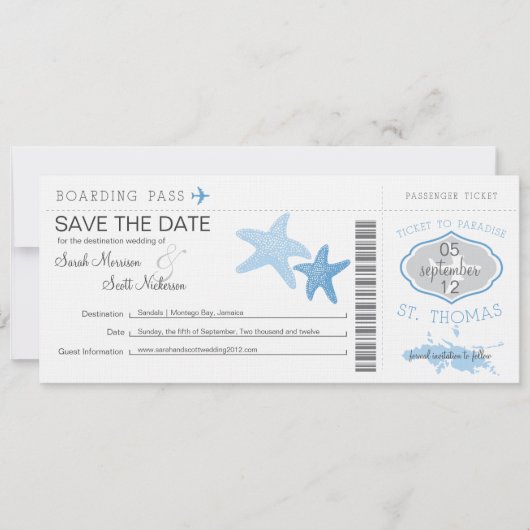 St. Thomasへの搭乗券を保存 セーブザデート (正面)