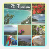 St. Thomas – 風光明媚な写真コラージュ6115 スクエアシール (正面)