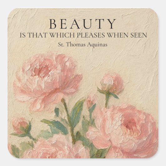 St. Thomas Aquinas Beauty Quote Rectangle Sticker スクエアシール (正面)