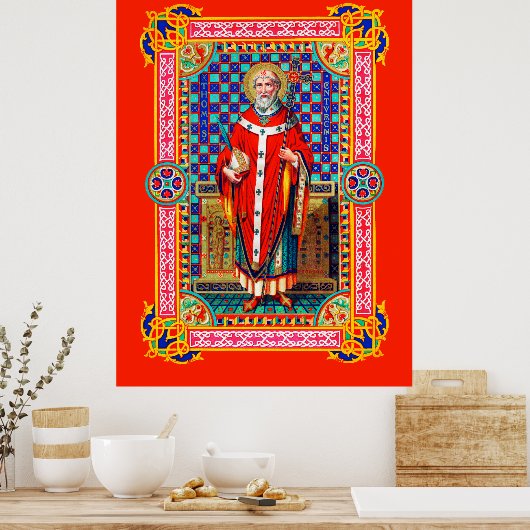 St. Thomas Becket in Red Chasuble (K 34)ポスター ポスター (キッチン)