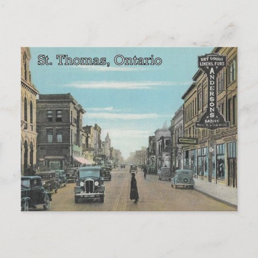 St. Thomas, Ontario - Talbot通りc. 1935 ポストカード (正面)