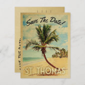 St. Thomas Save The DateヴィンテージUSVIビーチ 案内ポストカード (正面/裏面)