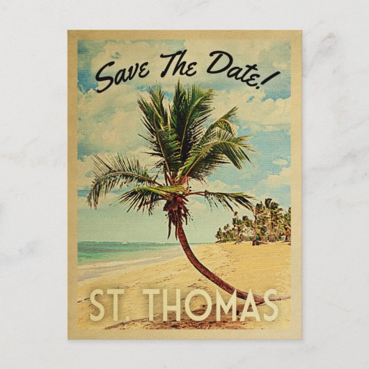St. Thomas Save The DateヴィンテージUSVIビーチ 案内ポストカード (正面)
